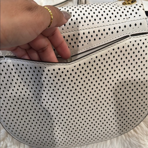 Sandro Chic Cream/White Perforated Crossbody Bag - Picture 11 of 14